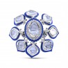 Polki Uncut Diamond Blue Enamel Blooming Flower Ring