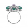 Polki Uncut Diamond Simulated Emerald & Ruby Ring