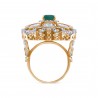 Polki Uncut Diamond Simulated Emerald Ornate Ring