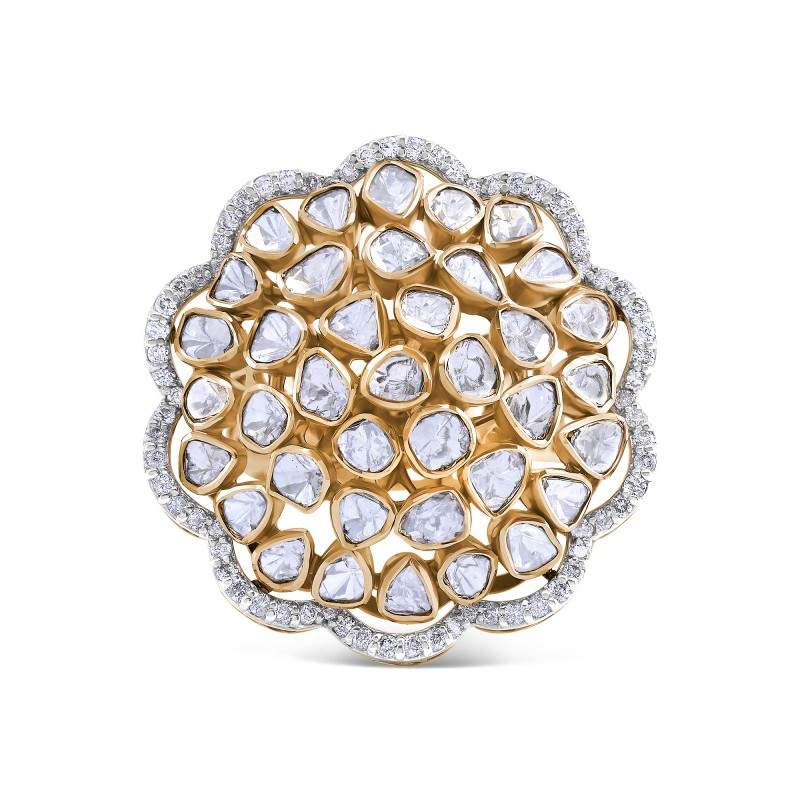 Polki Uncut Diamond Dandelion Dome Cluster Ring