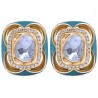 Polki Uncut Diamond & Enamel Floral Button Earrings