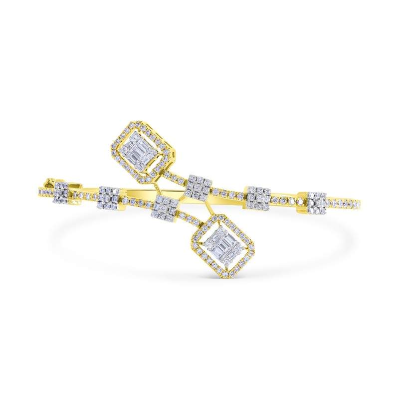 Diamond Double Halo Delicate Bangle Bracelet