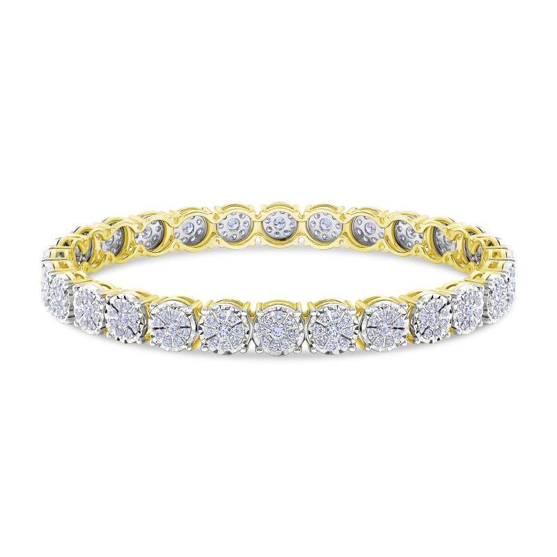 Round Diamond Cluster Tennis Bangle Bracelet