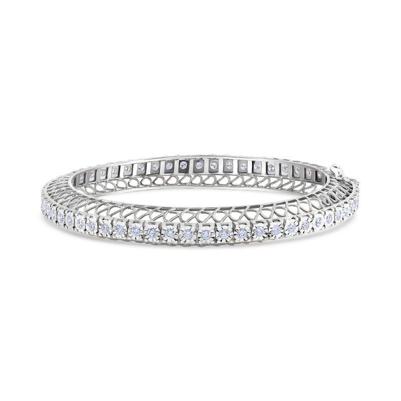 Diamond Filigree Wire Tennis Bangle Bracelet