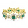 Simulated Emerald & Diamond Floral Cluster Icicle Bracelet