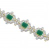 Simulated Emerald & Diamond Floral Cluster Icicle Bracelet