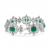 Simulated  Emerald & Diamond Floral Cluster Icicle Bracelet