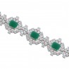 Simulated  Emerald & Diamond Floral Cluster Icicle Bracelet