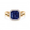 Blue Sapphire & Diamond Double-Sided Flip Signet Ring