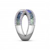 Princess Diamond Rainbow X-Shaped Band Ring