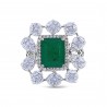 Diamond Lace Cluster Emerald Color Halo Anniversary Ring