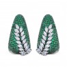Natural Diamond & Simulated Tsavorite Laurel Leaf Hoop Earrings