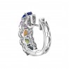 Natural Diamond & Oval Rainbow Gemstone Small Hoop Earrings