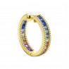 Natural Diamond & Simulated Rainbow Gemstone Small Hoop Earrings