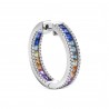 Natural Diamond & Simulated Rainbow Gemstone Small Hoop Earrings