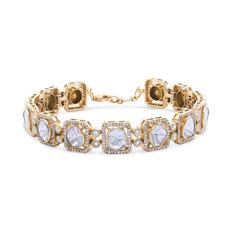 Polki Diamond Wide Cuff / Bracelet in 18K / 22K Gold | Sirjana Singh
