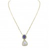 Polki Uncut Diamond & Colored Stone Double Drop Halo Pendant Necklace