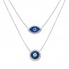 Natural Diamond & Synthetic Opal Evil Eye Double Layer Necklace