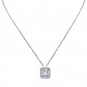 Diamond Halo Baguette Pendant Cable Necklace