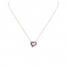 Natural Diamond & Simulated Rainbow Gemstone Heart Halo Necklace