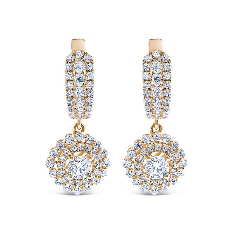 Diamond Snowflake Cluster Drop Hoop Earrings