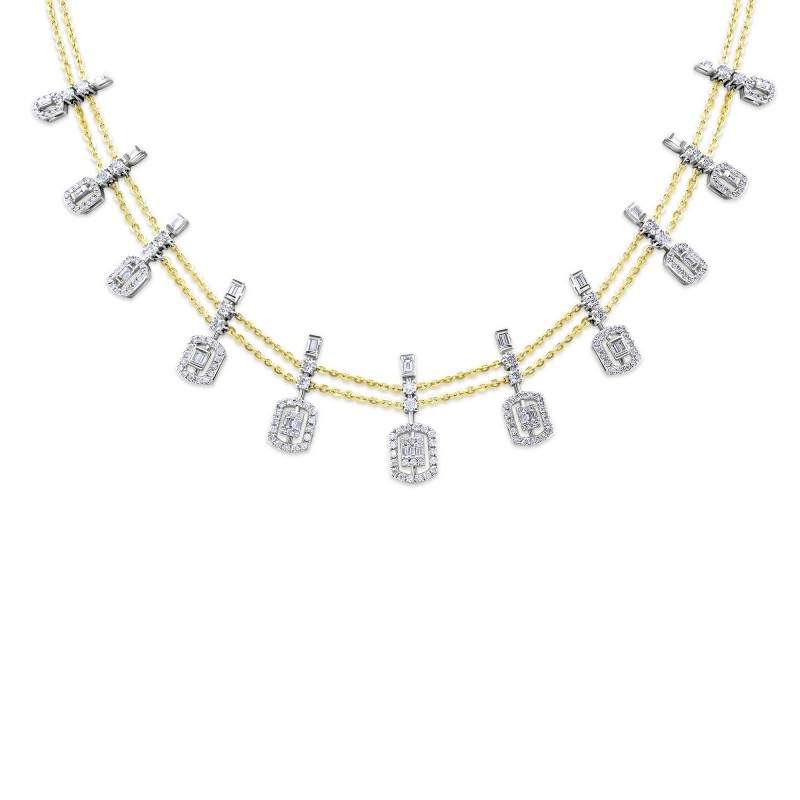 Diamond Station Drip Chandelier Double-Layer Necklace