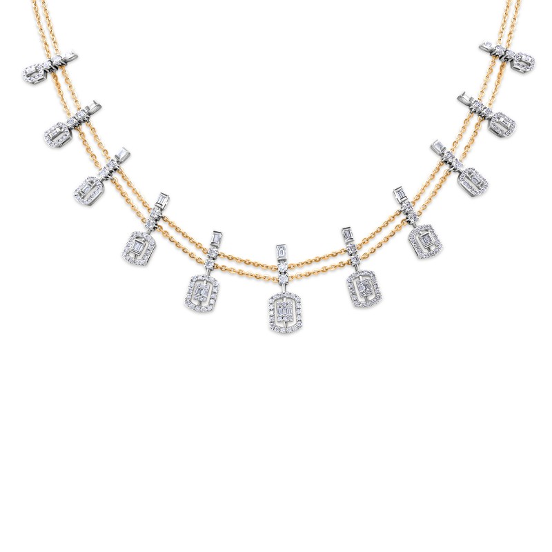 Diamond Station Necklace in 14K Yellow Gold | Dunkin's Diamonds