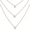 Diamond Petite Cluster Pendant Triple-Layer Necklace