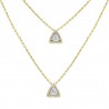 Diamond Trilliant Halo Pendant Double-Layer Necklace