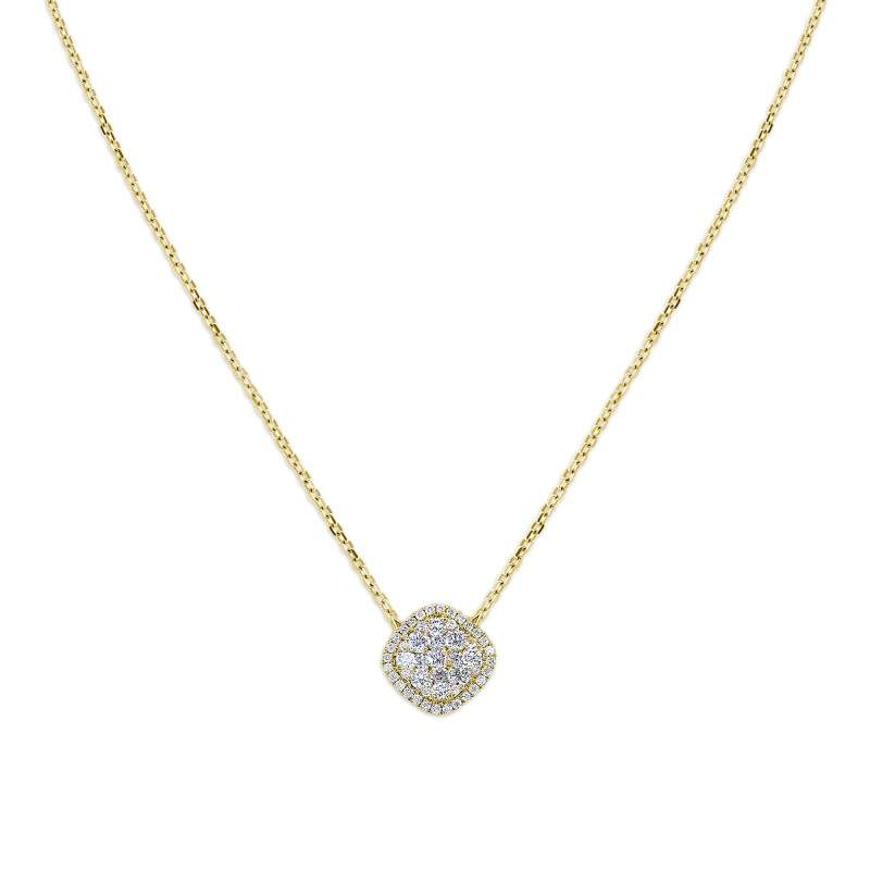 Diamond Pave Cushion Square Pendant Necklace