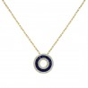 Baguette Diamond & Blue Sapphire Eternity Circle Halo Pendant Necklace