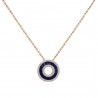 Baguette Diamond & Blue Sapphire Eternity Circle Halo Pendant Necklace