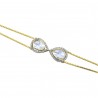 Polki Uncut Diamond Halo Two-Stone Double Chain Layer Bracelet