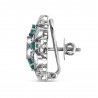 Polki Uncut Diamond & Simulated Emerald Pinwheel Cluster Stud Earrings