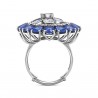 Polki Uncut Diamond & Simulated Blue Sapphire Cocktail Cluster Ring
