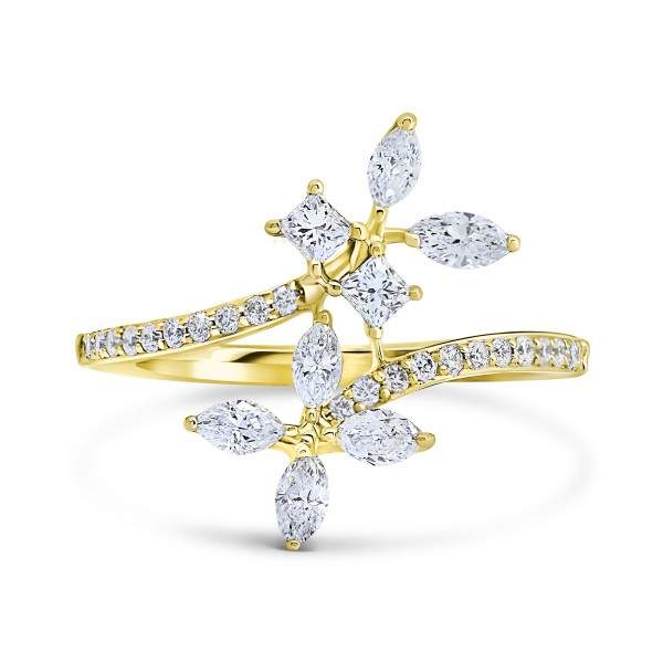 Diamond Flower Bypass Ring