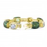 Emerald & Polki Uncut Diamond Filigree Trellis Bangle Bracelet