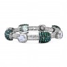 Emerald & Polki Uncut Diamond Filigree Trellis Bangle Bracelet