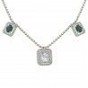 Polki Uncut Diamond & Emerald Halo Station Necklace