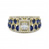 Diamond Baguette & Blue Sapphire Multi-Row Anniversary Ring