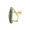 Polki Uncut Diamond & Emerald Cluster Cluster Flower Earrings w/ Omega Backs