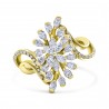 Diamond Bloom & Double Ribbon Ring