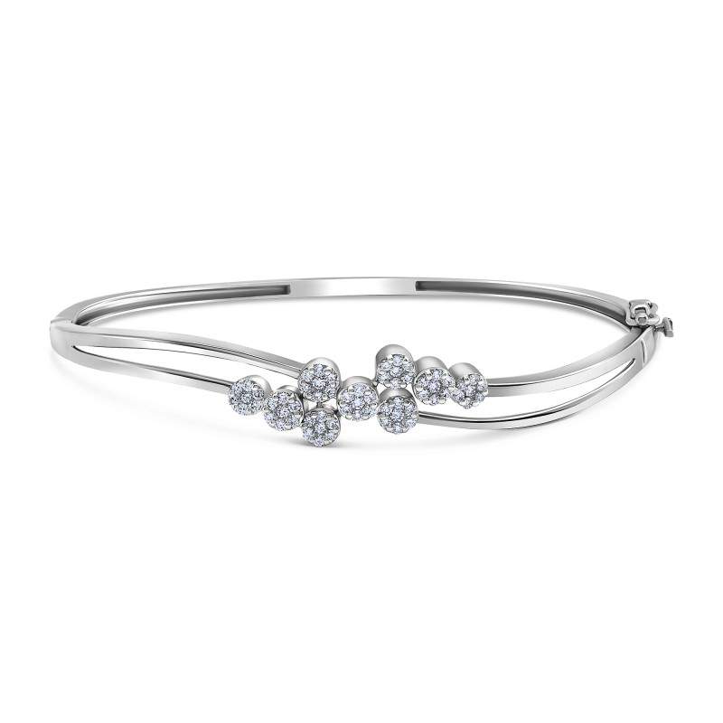 Diamond Cluster Queen Ann’s Lace Split Bangle Bracelet