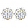 Diamond Round Brilliant & Pear Petal Flower Stud Earrings