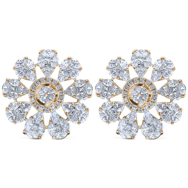 Diamond Snowflake Daisy Stud Earrings