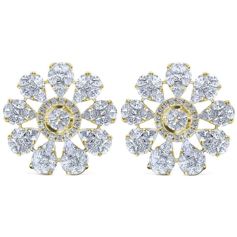Diamond Snowflake Daisy Stud Earrings