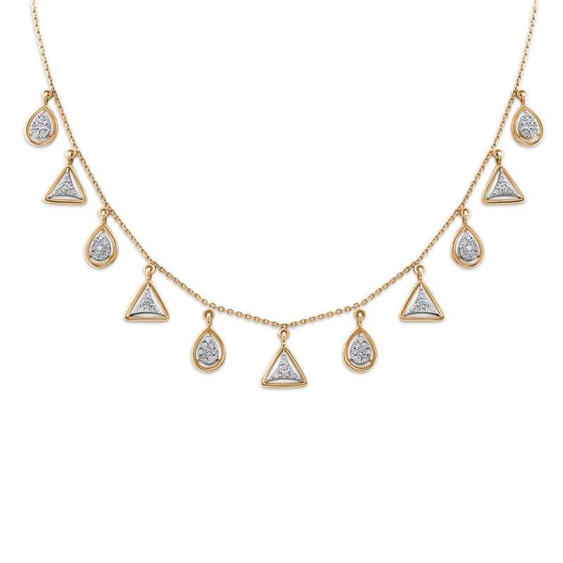Diamond Pave Oval & Triangle Chandelier Fringe Necklace