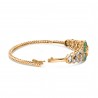Emerald & Polki Uncut Diamond Flower Filigree Bangle Bracelet