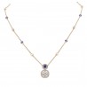 Polki Uncut & Round Diamond Pendant & White Pearl Chain Necklace