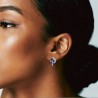 Sapphire & Diamond Flower Corsage Earrings